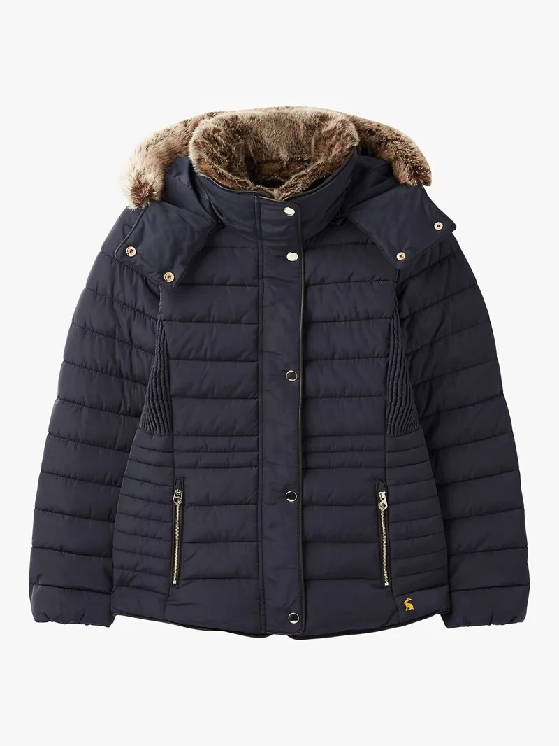 Joules Ladies Gosway Chevron Quilted Marine Navy Jacket-3